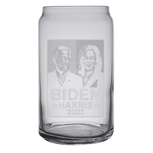 Customized Beer Can Glass 16 oz Biden Harris Democratic President Election