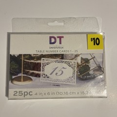DT By David Tutera Table Number Cards 1-25 Sz 4×6 Wedding 25 Piece Die Cut New