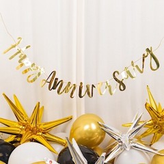 10 feet Gold Metallic Happy Anniversary Paper Hanging Party GARLAND Events Home
