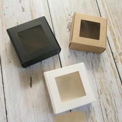 100x Clear Window Kraft White Black Paper Gift Boxes Favor Boxes Product Packing