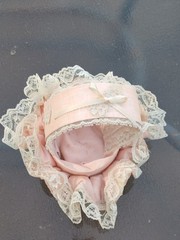 Mid Century Flower Girl Basket Pink Satin Lace Ribbon Wedding Shabby Chic – USED