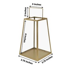 2 Gold Clear 6 in Glass Geometric Metal Lantern CANDLE HOLDERS Party Decorations
