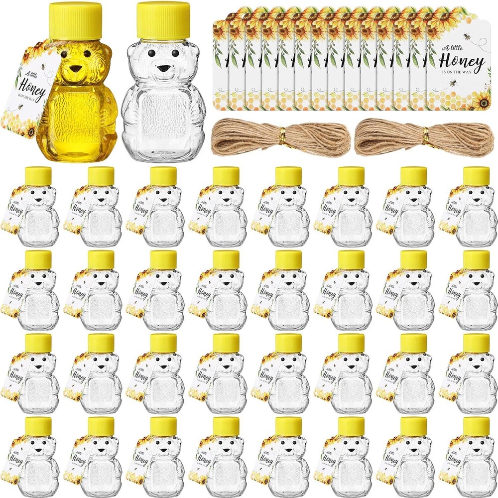 50 Sets 2oz Plastic Honey Bear Bottle Gifts 50 Shape Clear Empty Honey…