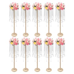 10pcs Crystal Table Centerpieces Gold Flower Stand Wedding Party Rack Decor
