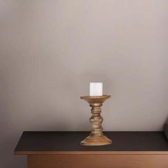Traditional Wallnut Eco-friendly Handmade Mango Wood Pillar Candle Holder BBH