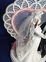 New Elegant Porcelain Bride & Groom Wedding CakeTop, pink decor & heart, #350