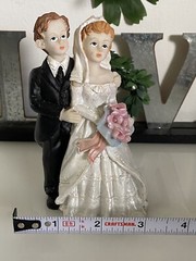 Vintage Shabby Chic Wedding Bride and Groom Resin Wedding Cake Topper 5.5″ Tall