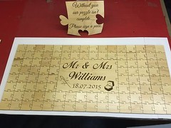 Luxury maplewood personalised wooden wedding guest book jigsaw puzzle keepsake