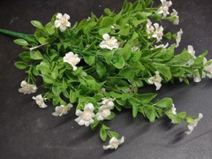 Jacob’s Ladder Silk Daisy Bush w Plastic Greenery, Cute White Flowers 9 Stems
