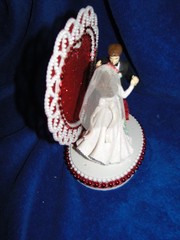New Elegant Wedding Dancing Couple Caketop, Crystal Heart, red decor #338