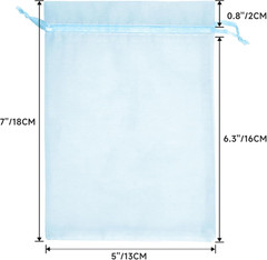 25PCS Blue Organza Bags 5×7 inches – Sheer Mesh Jewelry Pouches, Baby Blue Organ