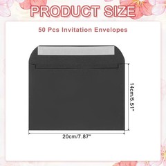 50 Pcs A7 Self Sealing Invitation Envelopes 7.8×5.5 Inch Black