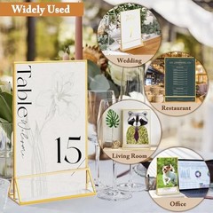 6 Pack 5×7 Inch Clear Acrylic Sign Holders, Double-Sided 5″ x 7″- 6 Pack Gold