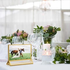 Acrylic Sign Holders Golden Border Wedding Table Fres Double