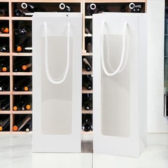 12Pcs Wine Gift Bag with Clear Window Large 14.1″ 1 Count (Pack of 12) White