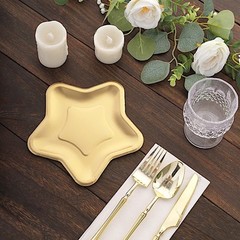 25 MATTE GOLD 7″ Star Shaped Paper Salad Dinner PLATES Party Events Decorations