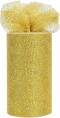 Gold Glitter Tulle Roll 6 Inch X 50 Yard Tulle Ribbon for Tutu Skirt, Wedding Ch