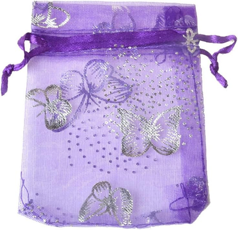 100Pcs Organza Wedding Party Gift Bags Butterfly Drawstring Pouches Jewelry G…