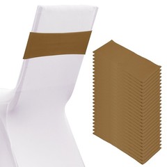 25 pcs spandex bows for chairs with adjustable buckle, light coffee