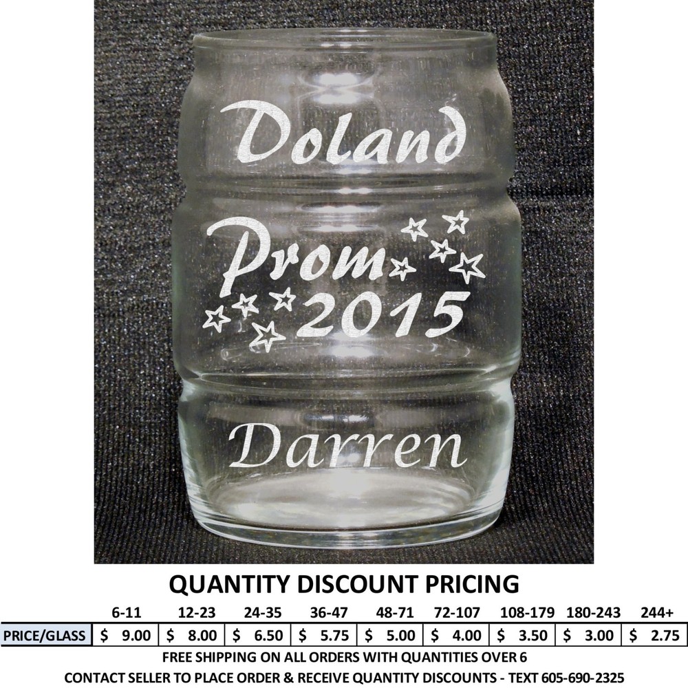 Personalized 16oz Prom Pint Glass Custom Engraved Beer Bar Glass Formal Dance