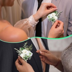 12 Pcs 6″ Artificial Rose Wedding Corsage & Boutonniere Set for Prom & Parties