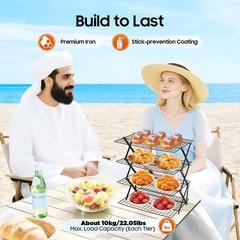 4-Tier Baking Cookie Cake Display Rack Cooling Shelf Gourmet Food Storage Holder