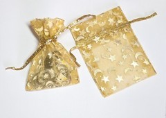 Organza Bags Print Gold Star Moon Organza Gift Pouch Candy Favor 3×4″ 24 pcs