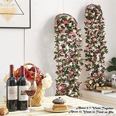 8 Pcs x 8.2 ft Flower Garland Artificial Rose 8 Vines 66FT Spring-pink-8pcs
