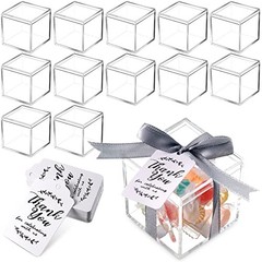 50 Pcs Acrylic Boxes 2.2 x 2.2 x 2.2 Inch Clear Wedding Guest Favor