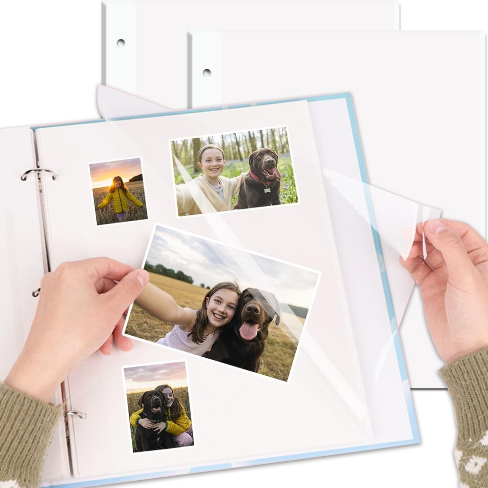 11 x 9 Inch Photo Album Refill Pages,Album Pages for 3 Ring Binder, Self Adhe…