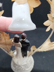 Vintage 40s 50s Coast Novelty Wedding Cake Topper Chalk Couple Bride Groom