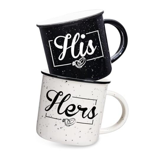 His and Hers Mugs Set Of 2 Coffee Mug 10 Ounce, Wedding Gifts, His & Hers Set