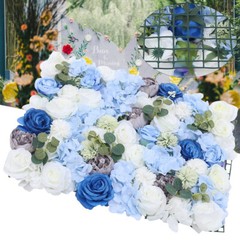 Silk Blue& White& Green 6 Pcs 23.62*15.74in Artificial Flowers Wall Decoration