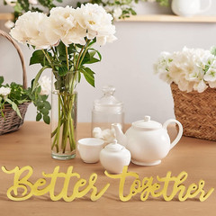 11.8″ Better Together Wedding Table Sign, Gold Elegant Wood Letters for Sweethea