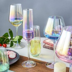 Gutsdoor Crystal Champagne Flutes Glass Set 2 Count (Pack of 1), Iridescent