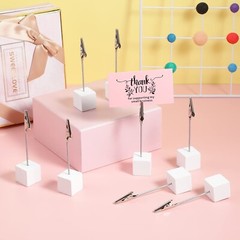 20 Pieces Place Card Holder Cube Photo Clips Holder with Alligator Clip Wood …