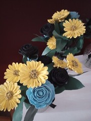 5$ each Sola wooden sunflower, blue and black rose wedding centerpieces/ festive