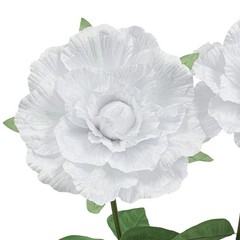 3 Heads Giant Artificial Flowers With Base White Rose 55in Height Handmade
