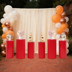 6Pcs Cylinder Pedestal Stands, Metal Display Stands For Wedding Birthday Decor