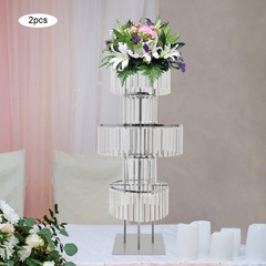 2Pcs Acrylic Crystal Flower Stand Wedding Vase Party Dinner Pedestal Stand Decor