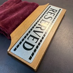 VTG «Reserved” Church Pew Sign |Funerals, Weddings, Events|Weighted Metal Wood