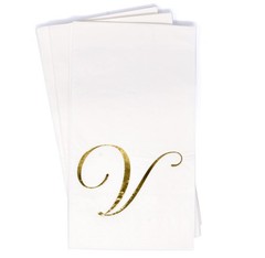V Monogram Guest Napkins 100 Pack Initial Letter Personalized Napkins Paper D…