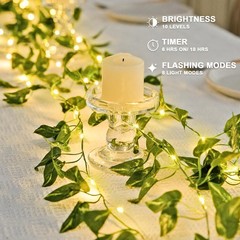 33Ft Vines with Lights Battery Operated Pothos Leaf Pothos-Battery 100 LED