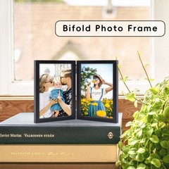 5×7 Picture Frames Double Black Photo Frame Folding Vertical Stand Display Si…