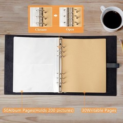 Photo Album 4×6 200 Photos, Genuine Leather Photo Albums with Writing Space w…