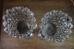 Silver Tone Crystal Stem Jeweled Votives Chalice Candleholders Set Of 2 Beads