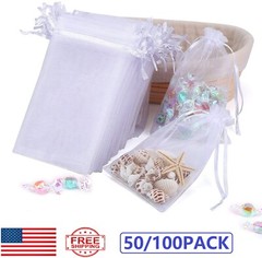 100x Organza Gift Bags Wedding Favor Party Sheer Candy Bag Jewelry Pouches 4″x5″