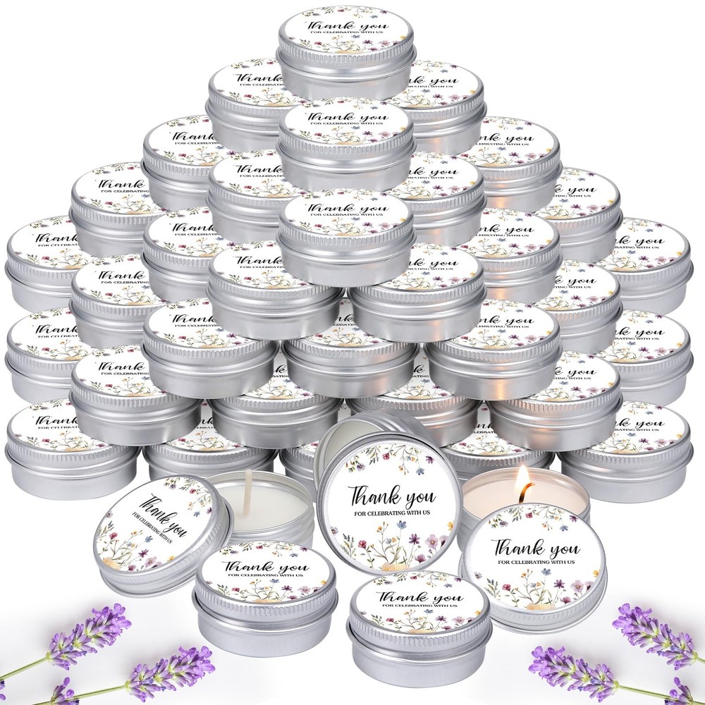 Mtlee 50 Pcs Wildflower Wedding Candles Gift Favors For Guests 1 Oz Lavender