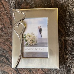 Picture Frame 4×6 with Hearts – Thoughtful Gift Idea for Weddings, 4X6 Silver