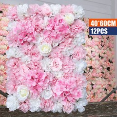 12PCS Artificial Flower Wall Panels 16″x 24″ Silk Flower Backdrop Party Decor